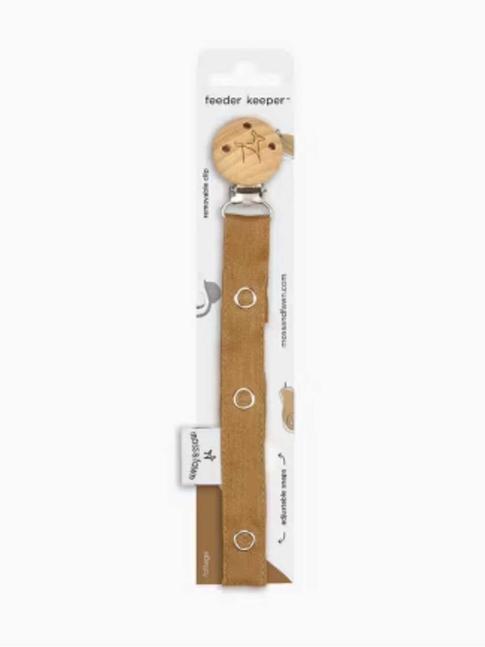 Moss and Fawn Feeder Keeper Linen Pacifier Clip Foliage
